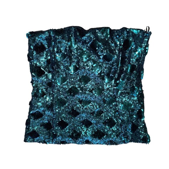 Emerald Green Sequin Tube Top Zara Basic Size Small - Picture 1 of 11